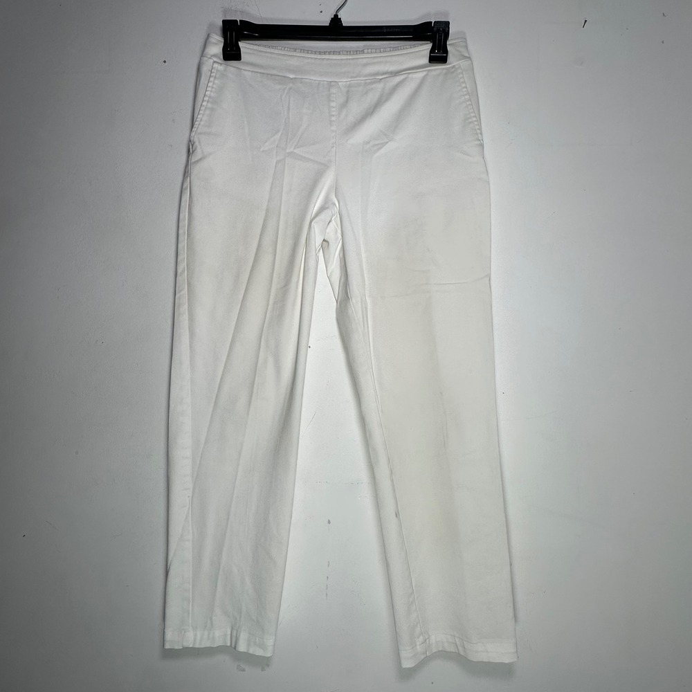 Drapers & Damons Petites White Pull On Pants PM Straight Leg Cotton Blend B25